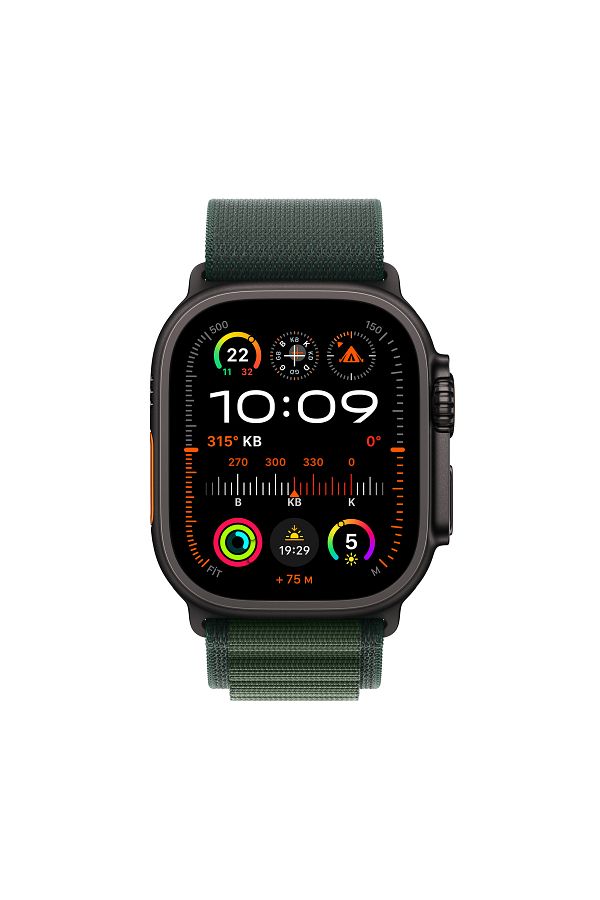 Apple Watch Ultra 2 GPS + Cellular 49mm Black Titanium Case with Dark Green Alpine Loop - Large - Görsel 2