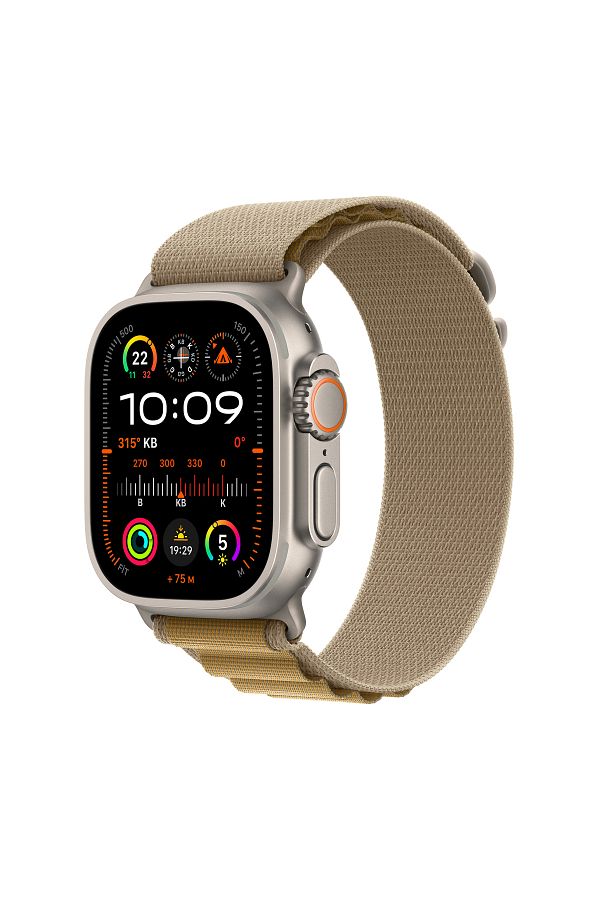 Apple Watch Ultra 2 GPS + Cellular 49mm Natural Titanium Case with Tan Alpine Loop - Large
