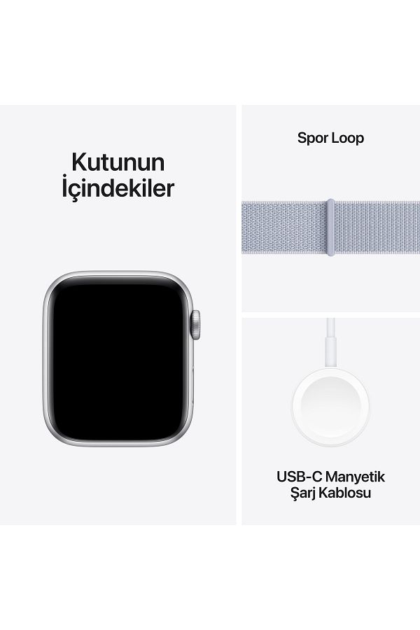 Apple Watch SE GPS 40mm Silver Aluminium Case with Blue Cloud Sport Loop - Görsel 7