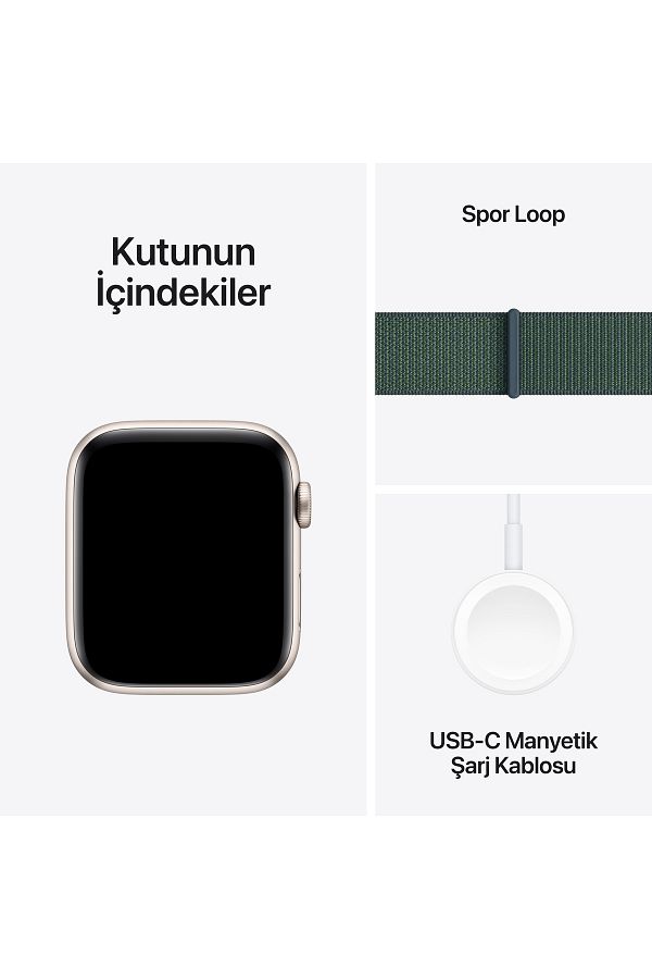 Apple Watch SE GPS 40mm Starlight Aluminium Case with Lake Green Sport Loop - Görsel 7