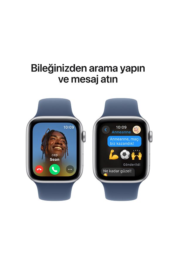 Apple Watch SE GPS + Cellular 40mm Silver Aluminium Case with Denim Sport Band - S/M - Görsel 4