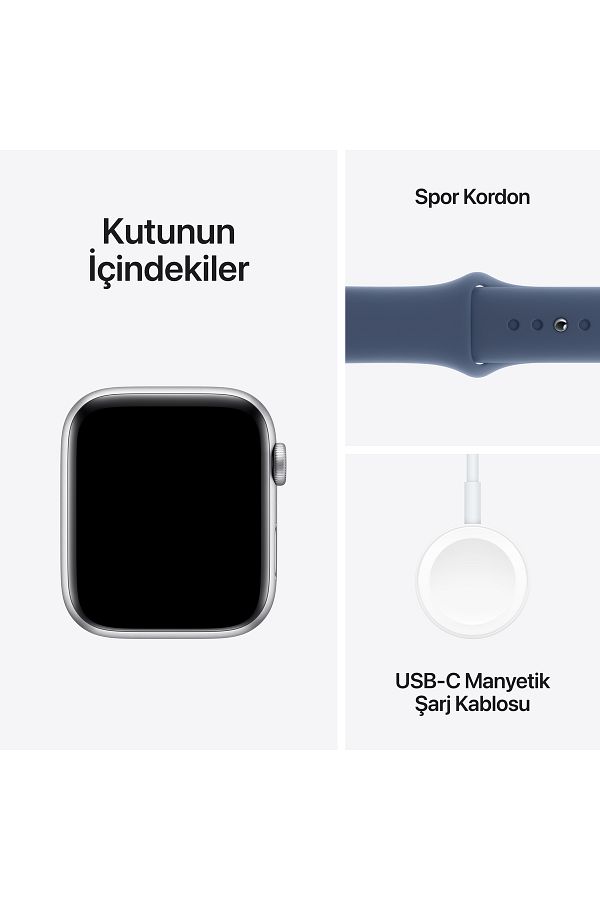 Apple Watch SE GPS + Cellular 40mm Silver Aluminium Case with Denim Sport Band - S/M - Görsel 7