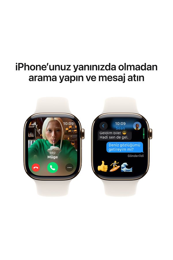 Apple Watch Series 10 GPS + Cellular 46mm Gold Titanium Case with Starlight Sport Band - S/M - Görsel 7