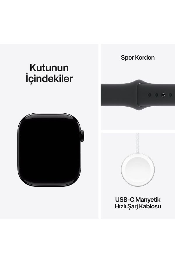 Apple Watch Series 10 GPS + Cellular 42mm Jet Black Aluminium Case with Black Sport Band - S/M - Görsel 9