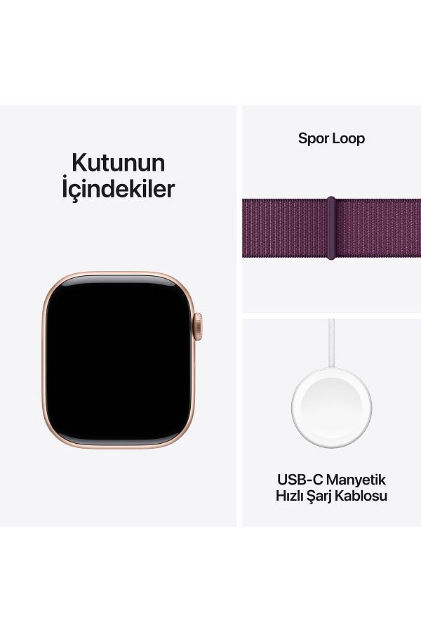 Apple Watch Series 10 GPS + Cellular 46mm Rose Gold Aluminium Case with Plum Sport Loop - Görsel 9