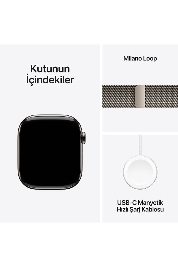 Apple Watch Series 10 GPS + Cellular 42mm Natural Titanium Case with Natural Milanese Loop - Görsel 9