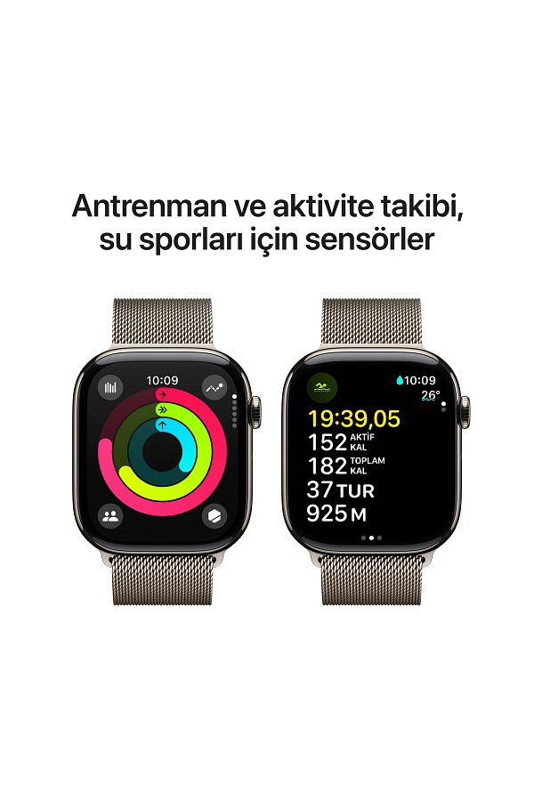 Apple Watch Series 10 GPS + Cellular 42mm Natural Titanium Case with Natural Milanese Loop - Görsel 4