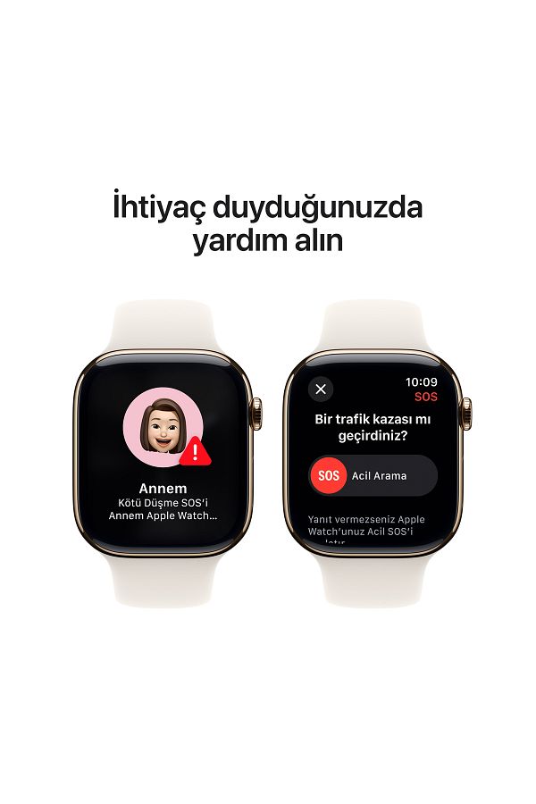 Apple Watch Series 10 GPS + Cellular 42mm Gold Titanium Case with Starlight Sport Band - M/L - Görsel 6