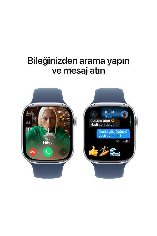 Apple Watch Series 10 GPS + Cellular 46mm Silver Aluminium Case with Denim Sport Band - M/L - Görsel 7
