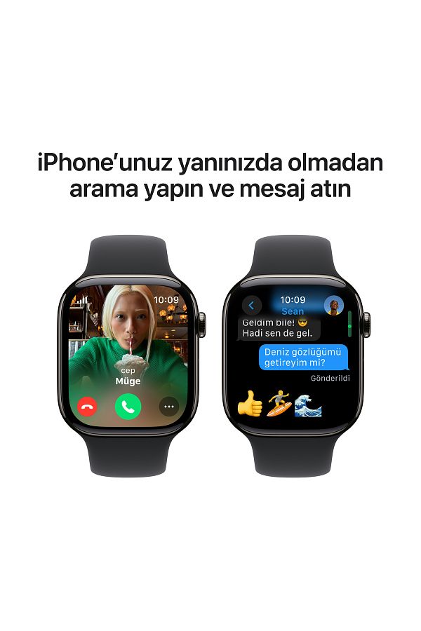 Apple Watch Series 10 GPS + Cellular 46mm Slate Titanium Case with Black Sport Band - S/M - Görsel 7