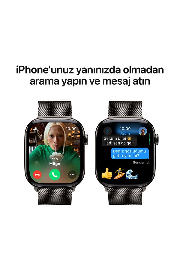 Apple Watch Series 10 GPS + Cellular 42mm Slate Titanium Case with Slate Milanese Loop - Görsel 7