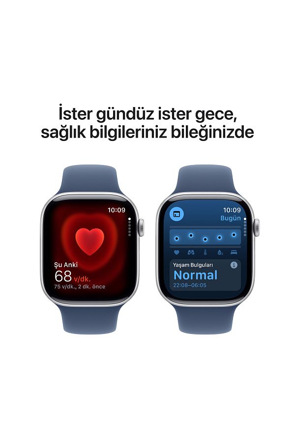 Apple Watch Series 10 GPS 42mm Silver Aluminium Case with Denim Sport Band - S/M - Görsel 5