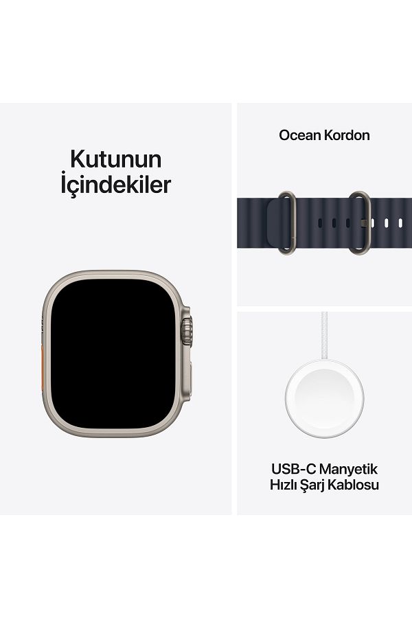 Apple Watch Ultra 2 GPS + Cellular 49mm Natural Titanium Case with Blue Trail Loop - S/M - Görsel 9