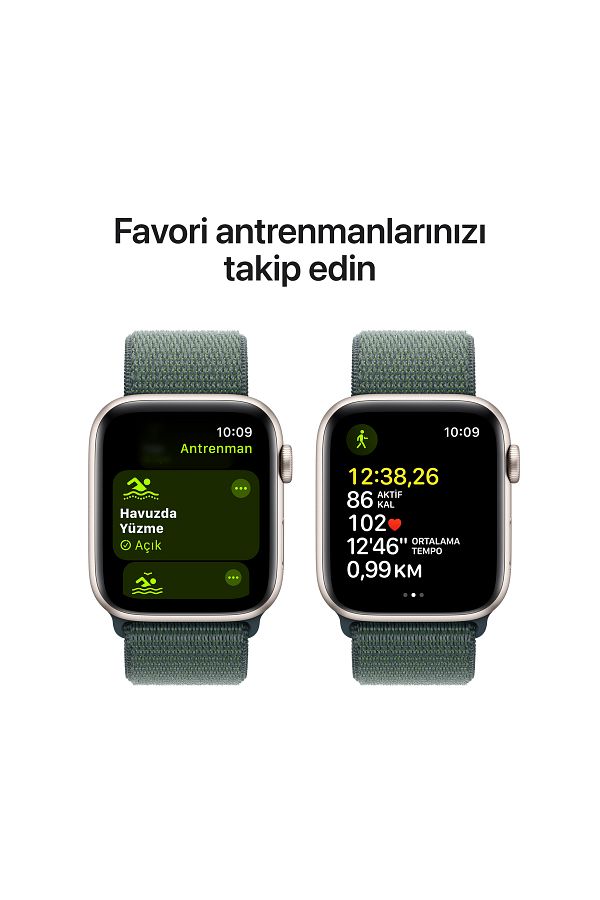 Apple Watch SE GPS 40mm Starlight Aluminium Case with Lake Green Sport Loop - Görsel 6