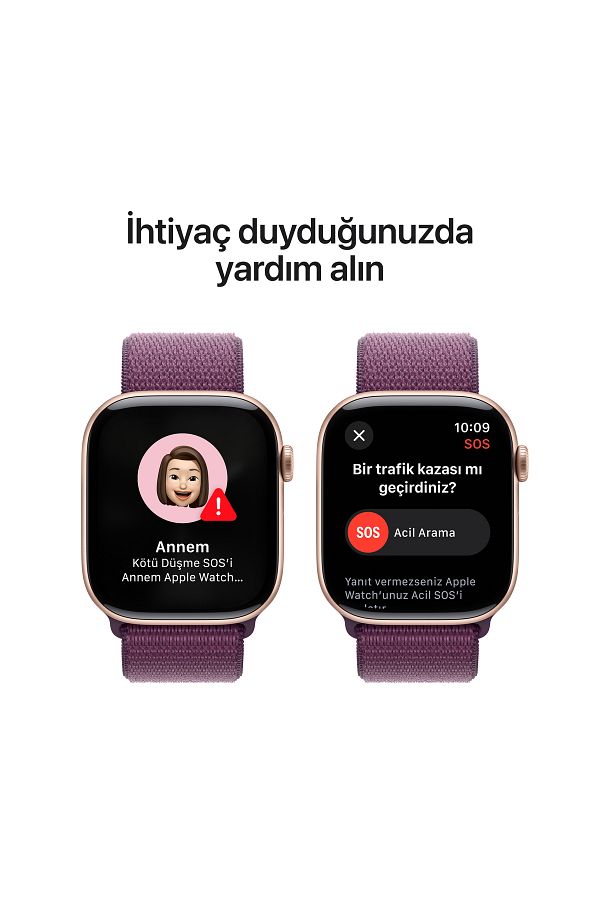Apple Watch Series 10 GPS + Cellular 46mm Rose Gold Aluminium Case with Plum Sport Loop - Görsel 6
