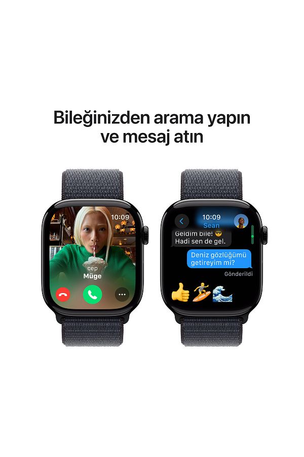 Apple Watch Series 10 GPS + Cellular 46mm Jet Black Aluminium Case with Ink Sport Loop - Görsel 7