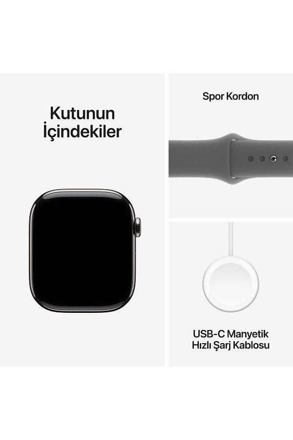 Apple Watch Series 10 GPS + Cellular 46mm Natural Titanium Case with Stone Grey Sport Band - M/L - Görsel 9