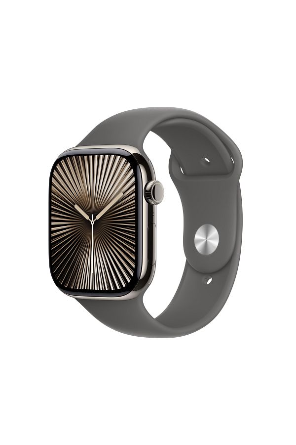 Apple Watch Series 10 GPS + Cellular 46mm Natural Titanium Case with Stone Grey Sport Band - M/L