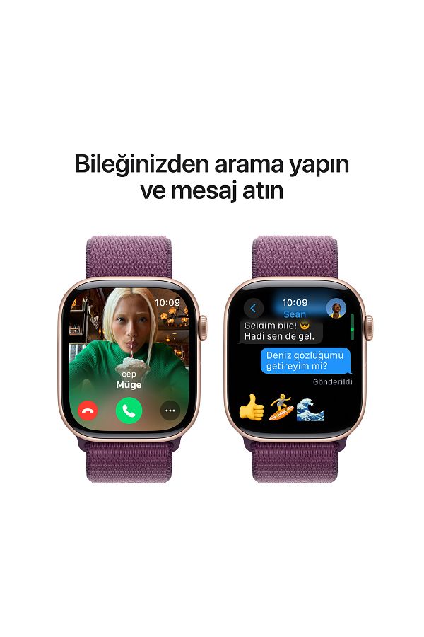Apple Watch Series 10 GPS + Cellular 46mm Rose Gold Aluminium Case with Plum Sport Loop - Görsel 7