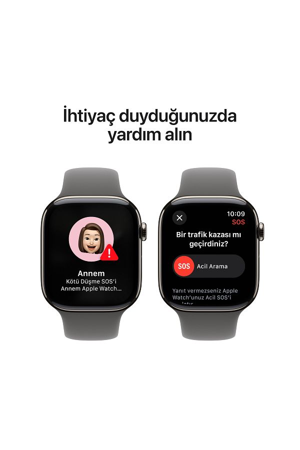 Apple Watch Series 10 GPS + Cellular 46mm Natural Titanium Case with Stone Grey Sport Band - M/L - Görsel 6