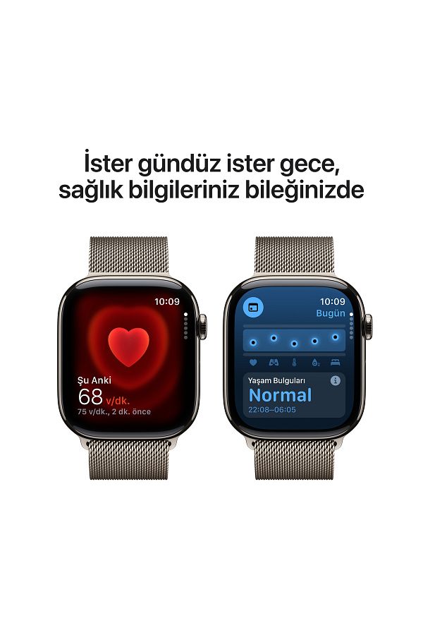 Apple Watch Series 10 GPS + Cellular 42mm Natural Titanium Case with Natural Milanese Loop - Görsel 5