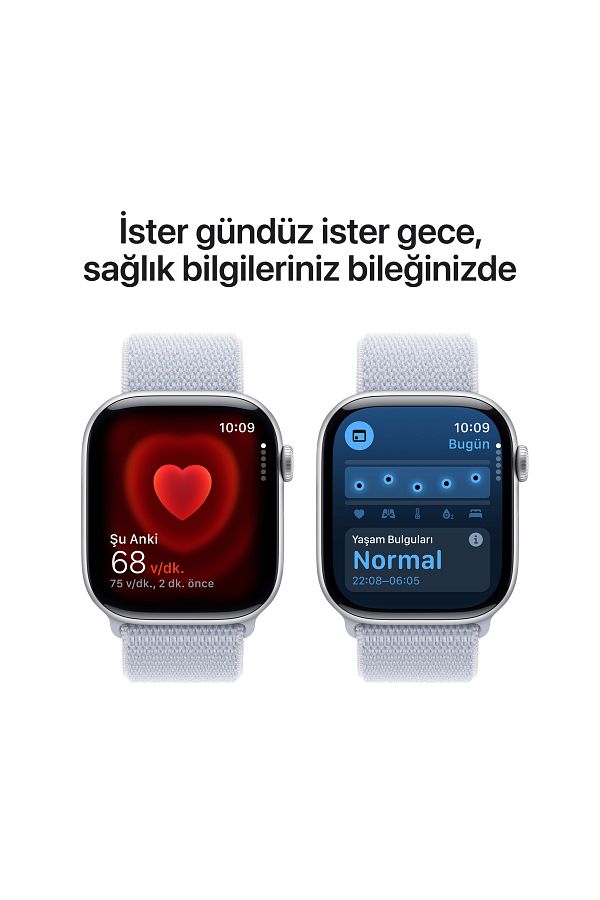Apple Watch Series 10 GPS + Cellular 42mm Silver Aluminium Case with Blue Cloud Sport Loop - Görsel 5