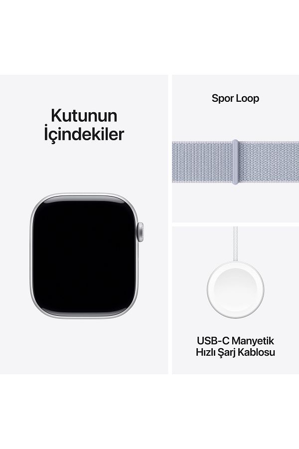 Apple Watch Series 10 GPS + Cellular 42mm Silver Aluminium Case with Blue Cloud Sport Loop - Görsel 9