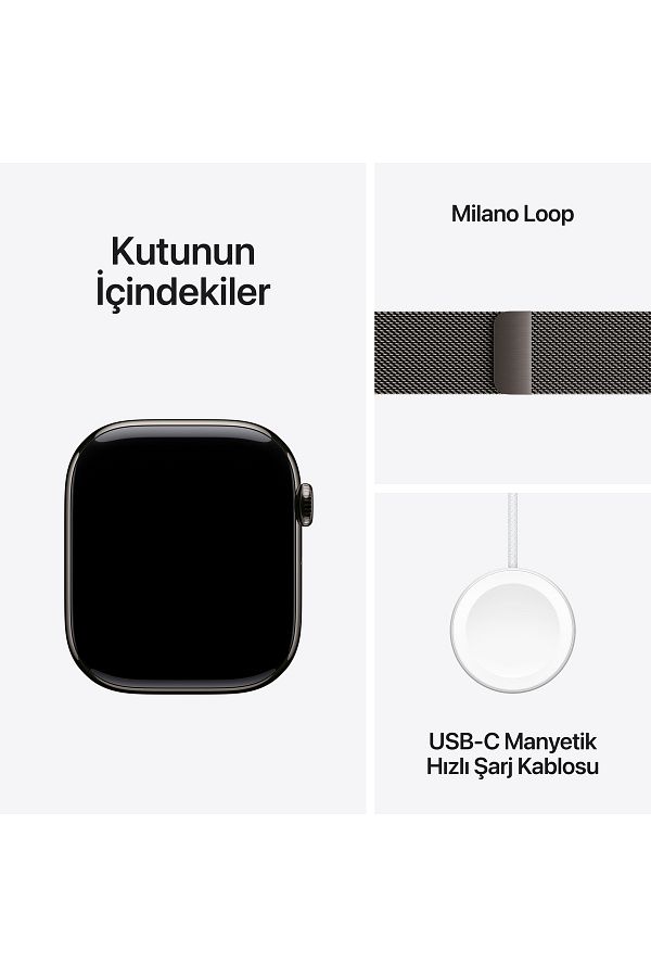 Apple Watch Series 10 GPS + Cellular 46mm Slate Titanium Case with Slate Milanese Loop - M/L - Görsel 9