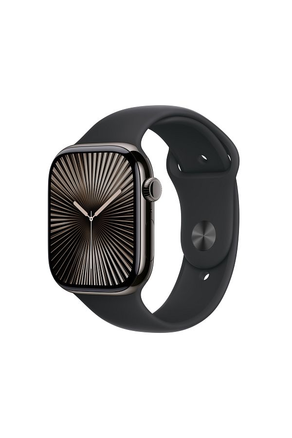 Apple Watch Series 10 GPS + Cellular 42mm Slate Titanium Case with Black Sport Band - M/L