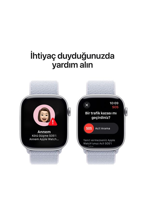 Apple Watch Series 10 GPS + Cellular 42mm Silver Aluminium Case with Blue Cloud Sport Loop - Görsel 6