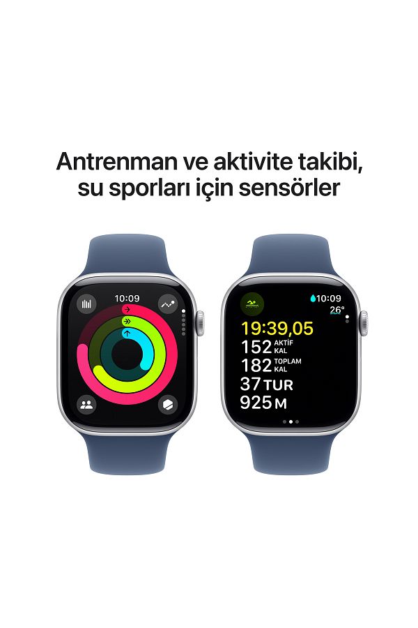 Apple Watch Series 10 GPS + Cellular 46mm Silver Aluminium Case with Denim Sport Band - M/L - Görsel 4