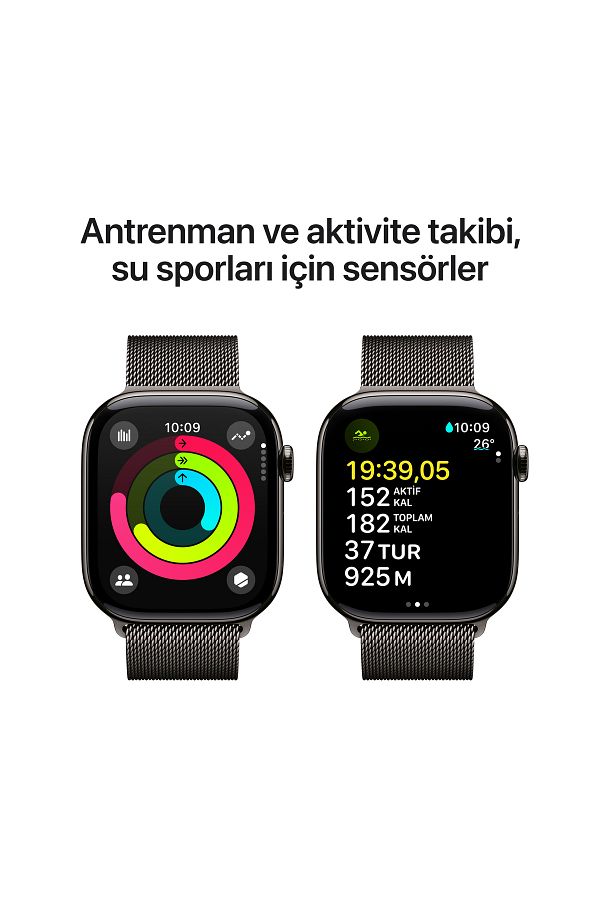 Apple Watch Series 10 GPS + Cellular 42mm Slate Titanium Case with Slate Milanese Loop - Görsel 4