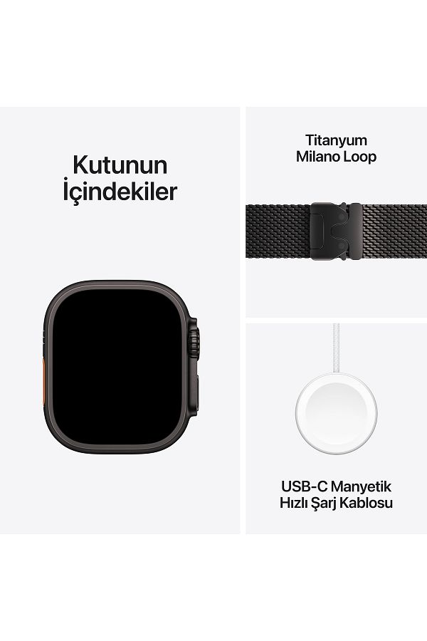 Apple Watch Ultra 2 GPS + Cellular 49mm Siyah Titanyum Kasa + Siyah Titanyum Milano Loop - M - Görsel 9