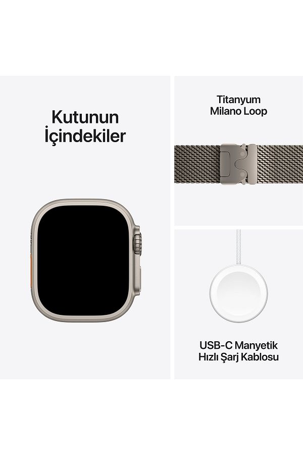 Apple Watch Ultra 2 GPS Cellular 49mm Natural Titanium Case with Natural Titanium Milanese Loop - L - Görsel 9