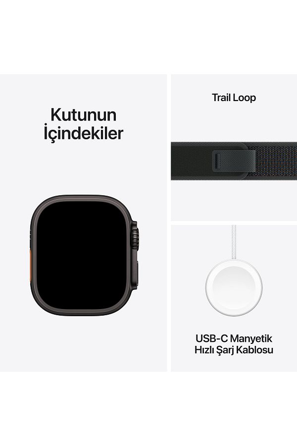 Apple Watch Ultra 2 GPS + Cellular 49mm Black Titanium Case with Black Trail Loop - S/M - Görsel 9