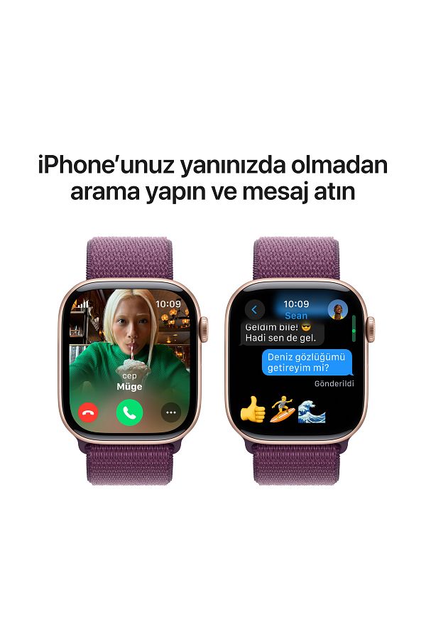 Apple Watch Series 10 GPS 42mm Rose Gold Aluminium Case with Plum Sport Loop - Görsel 7
