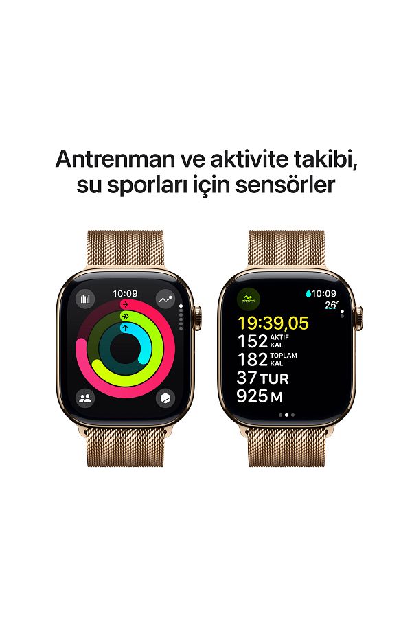 Apple Watch Series 10 GPS + Cellular 42mm Gold Titanium Case with Gold Milanese Loop - Görsel 4