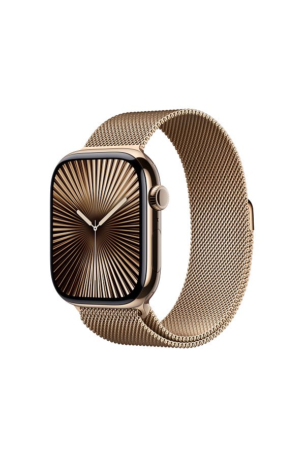 Apple Watch Series 10 GPS + Cellular 42mm Gold Titanium Case with Gold Milanese Loop