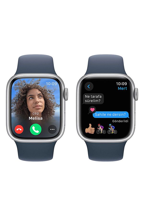 Apple Watch Series 9 GPS + Cellular MRJ33TU/A  41 mm Gümüş Rengi Paslanmaz Çelik Kasa ve Fırtına Mavisi Sp - Görsel 5