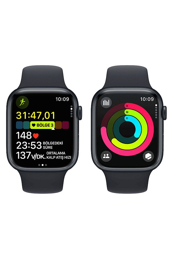 Apple Watch Series 9 GPS + Cellular MRMV3TU/A  45 mm Grafit Paslanmaz Çelik Kasa ve Gece Yarısı Spor Kordo - Görsel 7