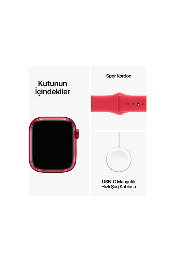 Apple Watch Series 9 GPS + Cellular MRYE3TU/A  45 mm PRODUCT(RED) Alüminyum Kasa ve (PRODUCT)RED Spor Kord - Görsel 8