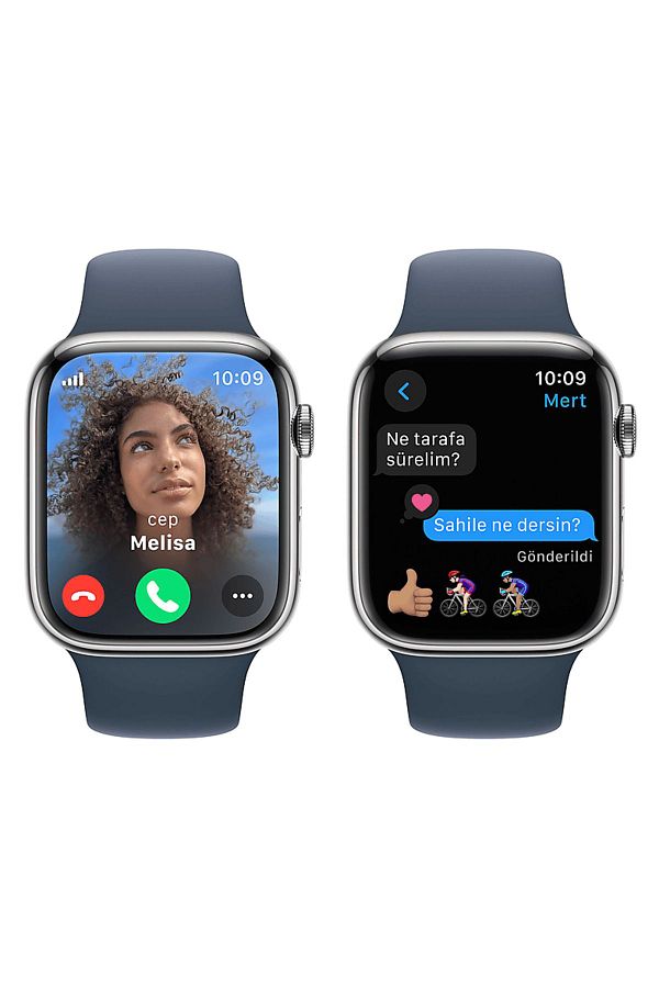 Apple Watch Series 9 GPS + Cellular MRMN3TU/A  45 mm Gümüş Rengi Paslanmaz Çelik Kasa ve Fırtına Mavisi Sp - Görsel 6