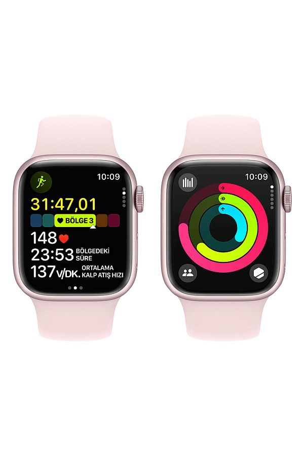 Apple Watch Series 9 GPS + Cellular MRJ03TU/A  41 mm Pembe Alüminyum Kasa ve Uçuk Pembe Spor Kordon - M/L - Görsel 7