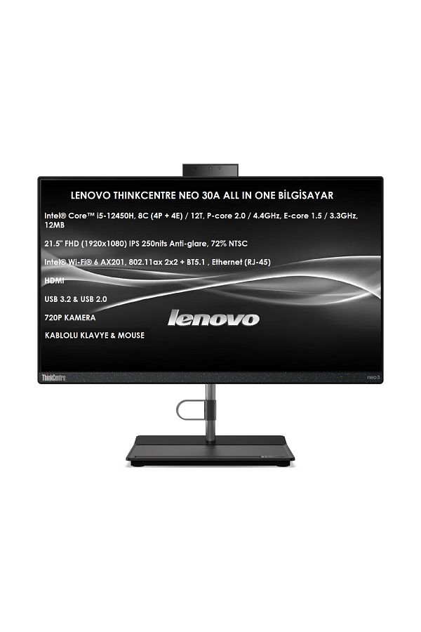 LENOVO ThinkCentre Neo 30a 22 Intel i5 12450H 16GB 512GB SSD 21.5" FHD fdos