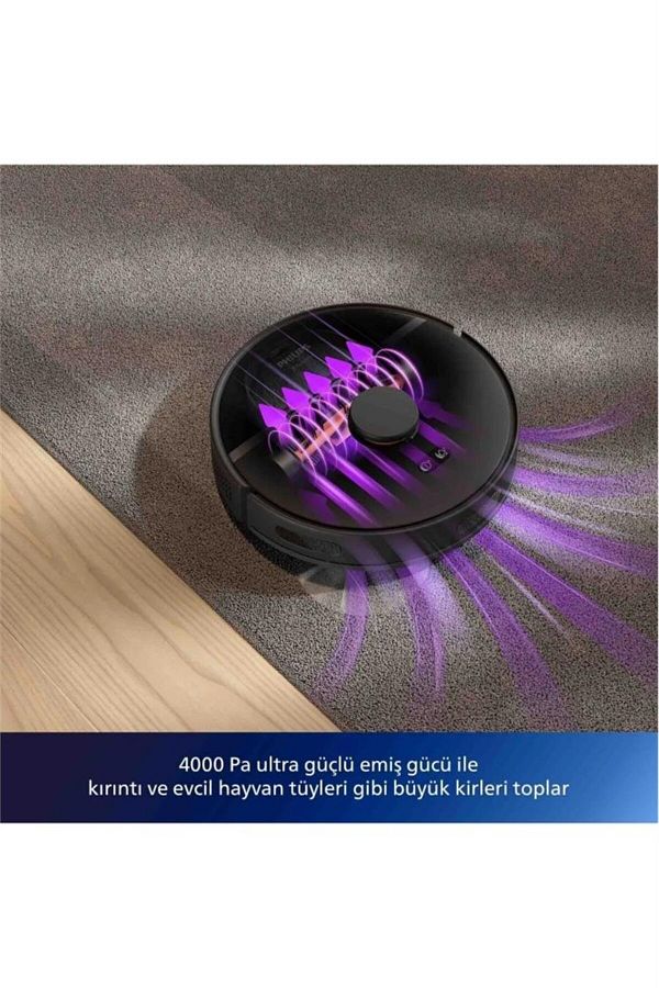 Philips VPM  3000 Serisi Robot Süpürge, 4000Pa Emiş , Mop, HomeRun ,  4800 mAh , Siyah XU3000 - Görsel 6