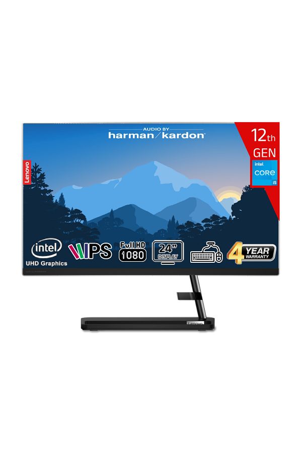 LENOVO i5-12450H 8GB 1TB SSD 23.8 FHD IPS FreeDos F0GH01GCTR Klavye+Mouse Siyah