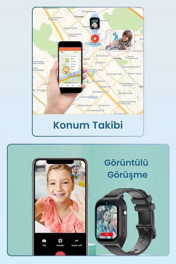 AirWatch HX 4G Max Sim Kartlı Harvox Akıllı Çocuk Saati Gps Konum Takibi Arama Konuşma 4G Destekli - Görsel 2