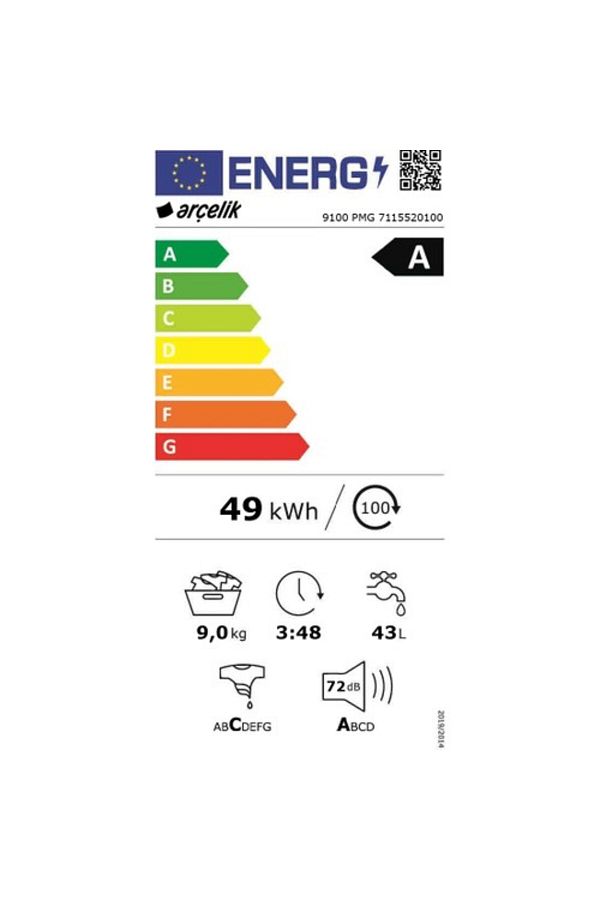 Arçelik 9100 Pmg 9kg Çamaşır Makinesi Grion - Görsel 2