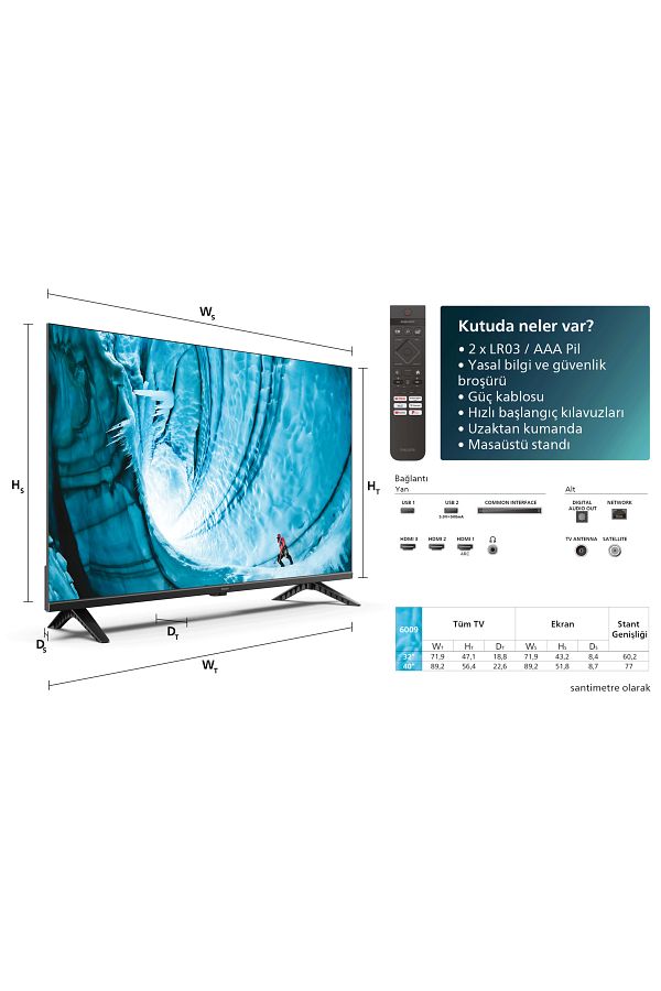 Philips 32PHS6009/62 32" HD Smart LED TV - Görsel 2