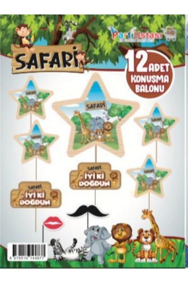 Parti Ustası 12 Adet Safari Konuşma Balonu